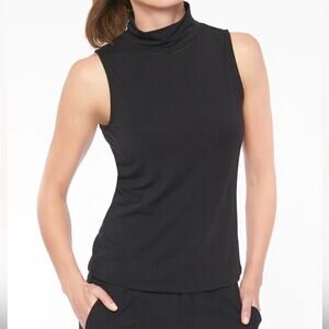 Athleta Industry Sleeveless Mock Mesh Neckline Black Tank Top Women’s Size S